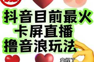 （7030期）外面收费1980抖音卡屏直播玩法 一个抖音号可以撸几百到几千不等【详细玩法