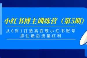 （4174期）小红书博主训练营（第5期)，从0到1打造高变现小红书账号，抓住最后流量红利