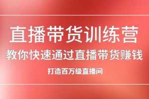 （2086期）直播带货训练营，教你快速通过直播带货赚钱，打造百万级直播间