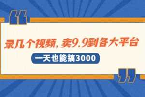 （1889期）录几个视频，卖9.9到各大平台，一天也能搞3000+