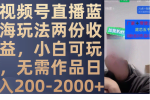 （7635期）视频号直播蓝海玩法两份收益，小白可玩，无需作品日入200-2000+