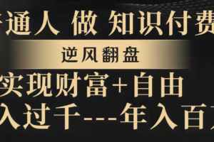 （8333期）普通人做知识付费，逆风翻盘，实现财富自由，日入过千，年入百万