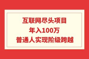 （9250期）互联网尽头项目：年入100W，普通人实现阶级跨越