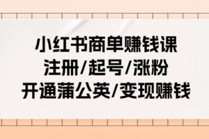 （11130期）小红书商单赚钱课：注册/起号/涨粉/开通蒲公英/变现赚钱（25节课）