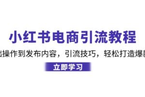 （12913期）小红书电商引流教程：从基础操作到发布内容，引流技巧，轻松打造爆款产品