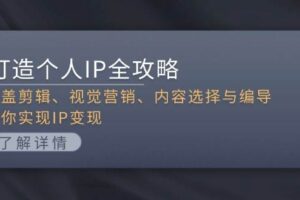 （13368期）打造个人IP全攻略：涵盖剪辑、视觉营销、内容选择与编导，助你实现IP变现