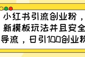 （14053期）小红书引流创业粉，新模板玩法并且安全导流，日引100创业粉