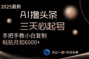 (14102期)AI撸头条三天必起号手把手教小白复制粘贴月入6000+教程