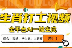 (14115期)生肖打工视频,全平台AI一键生成,单日变现1000+,轻松打造爆款视频!