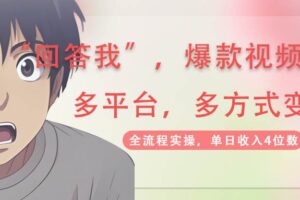 (14116期)回答我爆款视频,自带流量,AI拉新,分成计划等多方式、多平台变现,单…