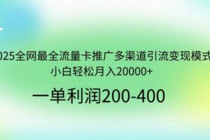(14126期)2025全网最全流量卡推广多渠道引流变现模式,小白轻松月入20000+