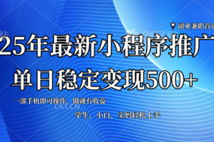 （14132期）2025年微信小程序最新升级玩法，全自动推广，稳定日入500+，小白轻松上手